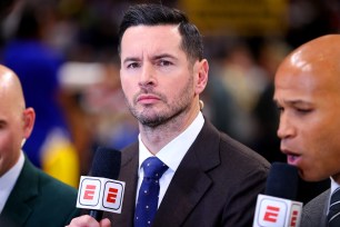 Former NBA player JJ Redick works for ESPN at Ball Arena on December 25, 2023 in Denver, Colorado. 