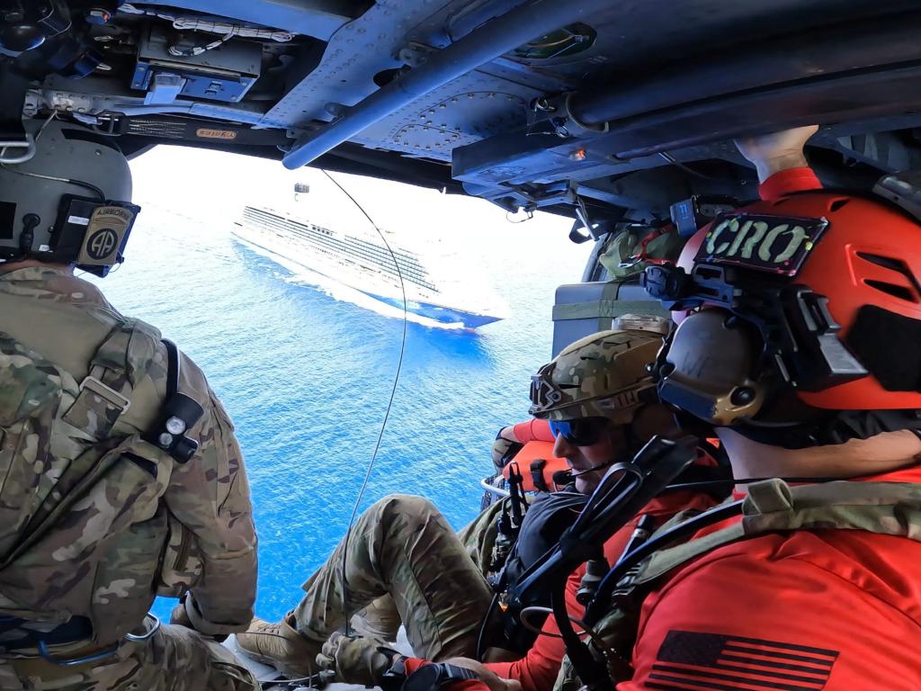 The 920th Rescue Wing successfully conducted a civilian medical airlift operation of a critical patient aboard a cruise ship 350 miles off the eastern coast of U.S. May 4, 2024.