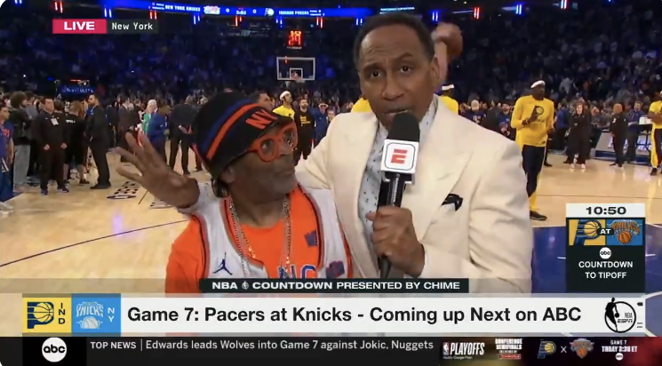 Stephen A. Smith and Spike Lee were cheering on the Knicks on ESPN before Game 7.