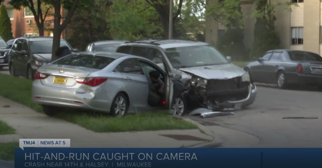 The stolen car plowed into the mini-van while the Milwaukee news crew was shooting a segment on Sunday evening.