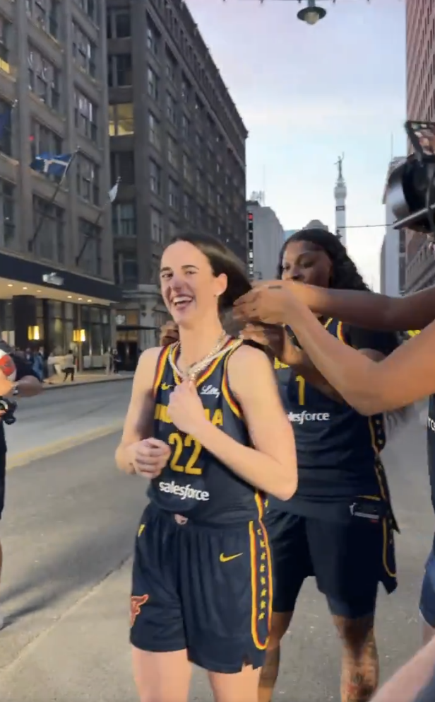 Caitlin Clark was having some with her new Indiana Fever teammates. 