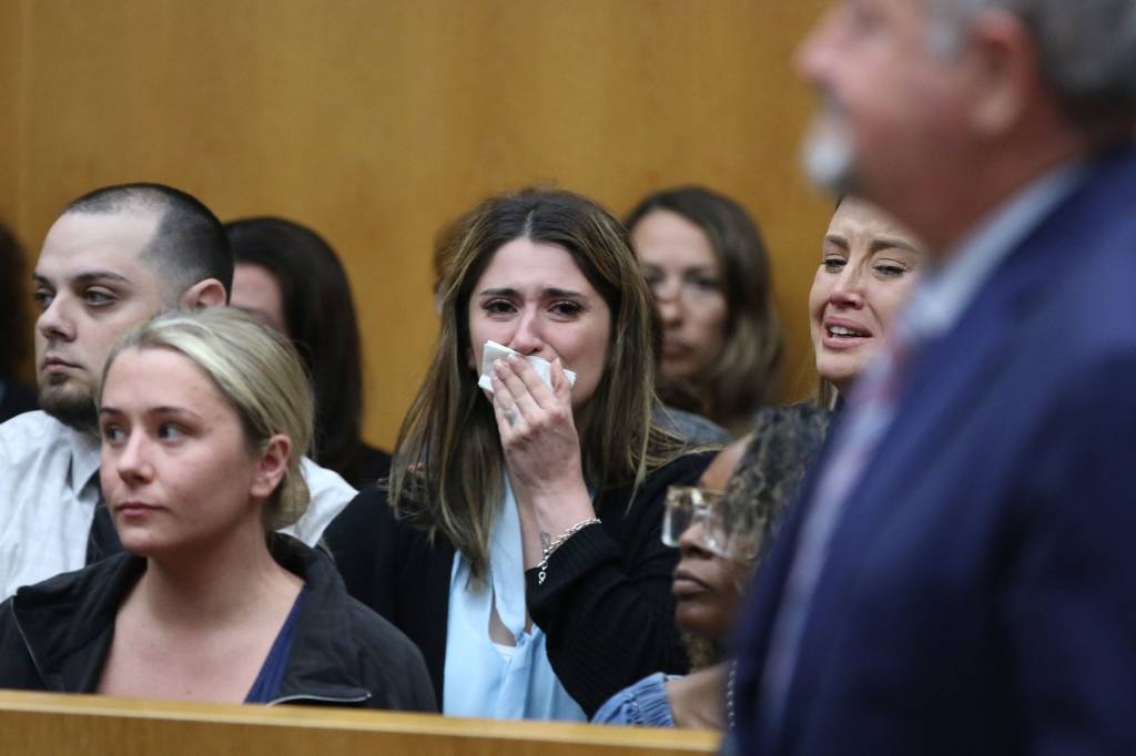 Corey Micciolo's mother Breanna Micciolo reacts as Christopher Gregor is found guilty.