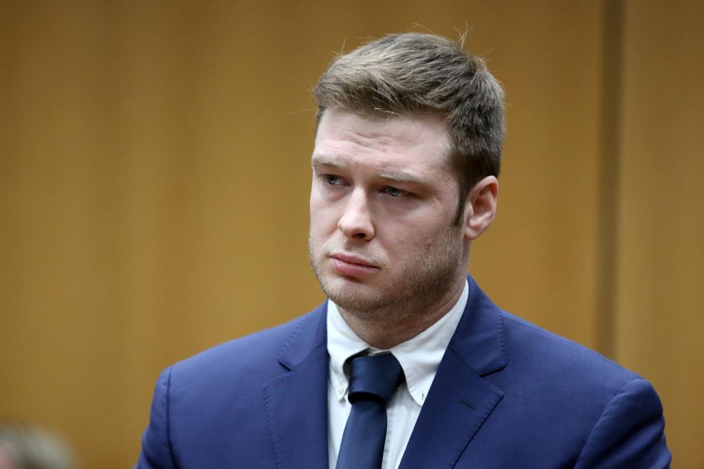 Christopher Gregor reacts as the jury reads the guilty verdict to aggravated manslaughter.