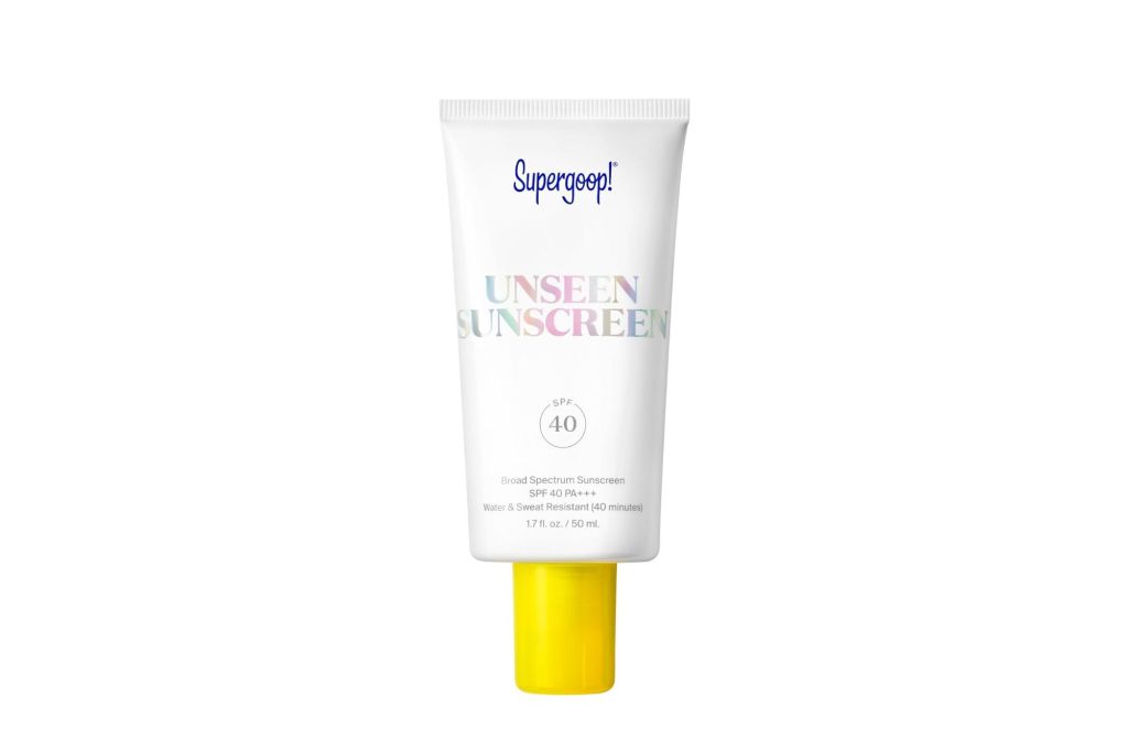 A tube of Supergoop! sunscreen