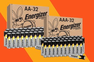 A group of batteries alongside a box