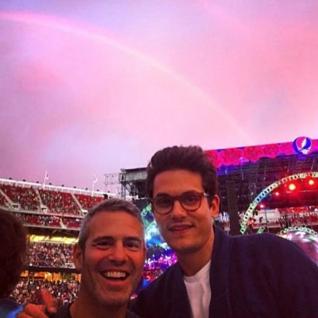 Instagram photo of Andy Cohen and John Mayer taking a selfie in front of a crowd at Coachella 2019
