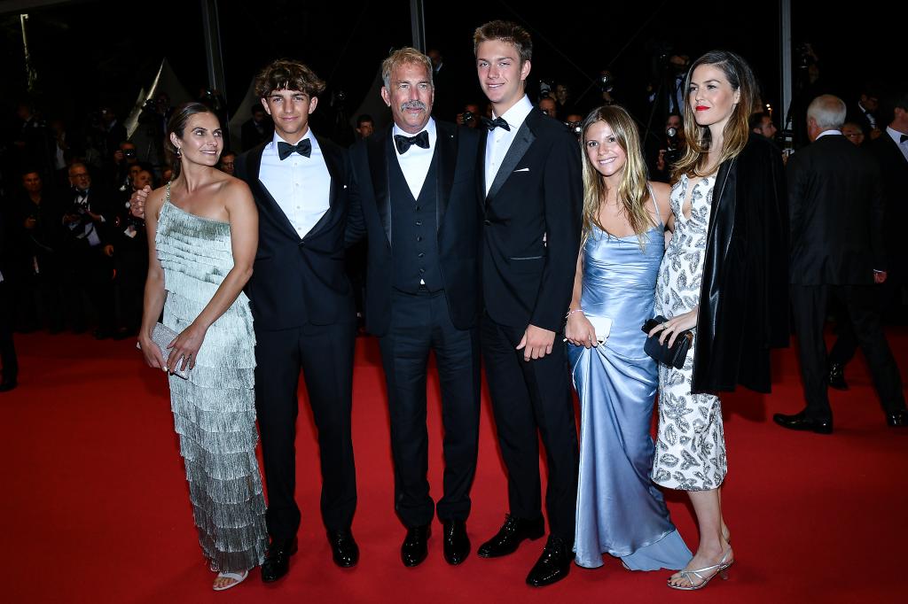 Kevin Costner with his kids at the Cannes Film Festival 