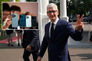 Apple CEO Tim Cook and iPhones