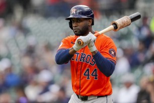 Yordan Alvarez faces the A's on Monday.