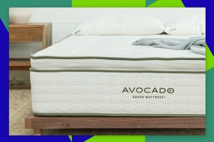 bedroom with avocado green mattress