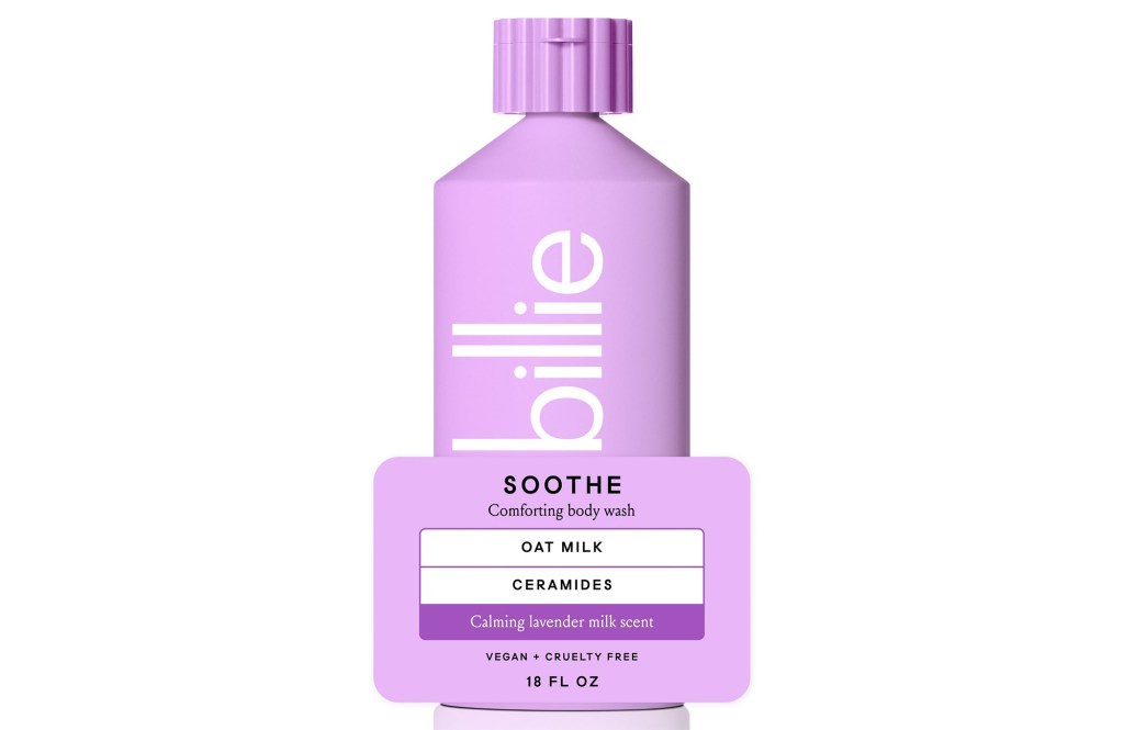 Billie Soothe Comforting Womens Body Wash, 18 fl oz, Calming Lavender Milk Scent, Vegan, Cruelty Free