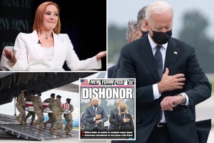 joe biden, jen psaki, ny post cover, casket