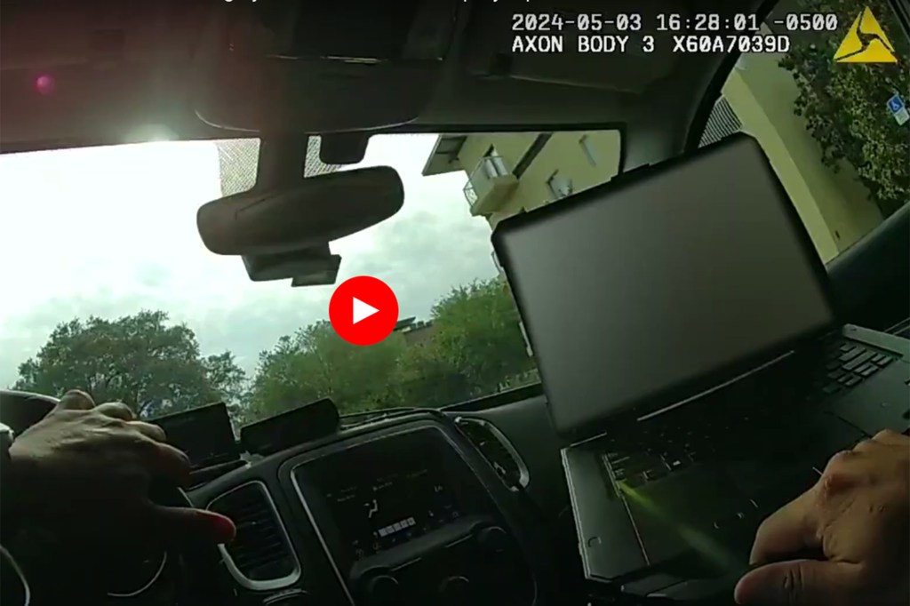 Body cam footage from Oskaloosa Sheriffs Office showing an incident with an Airman in Florida, displayed on a laptop