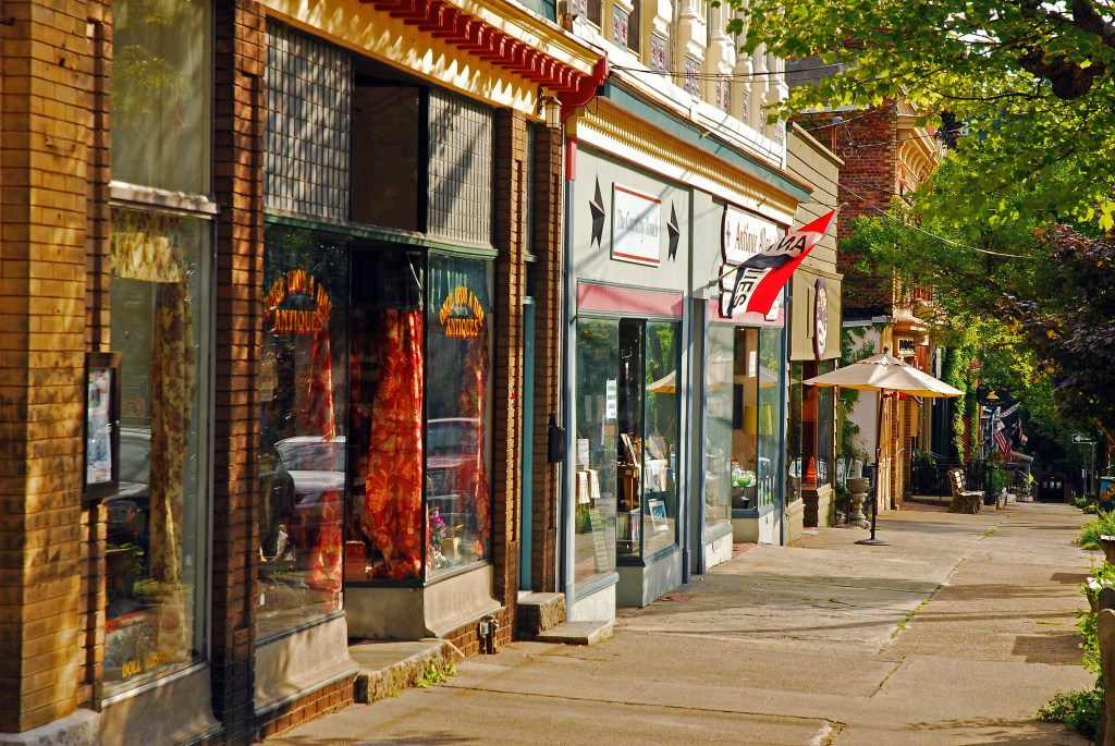 Boutiques and independent stores populate downtown Cold Spring, New York.