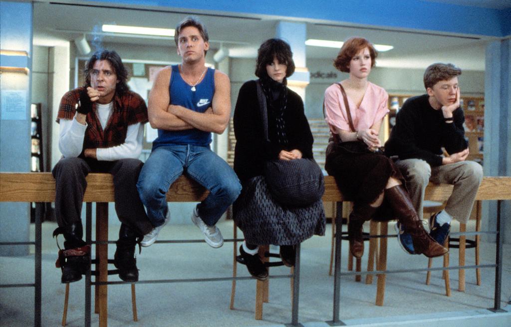 Judd Nelson, Emilio Esteves, Ally Sheedy, Molly Ringwald, and Anthony Michael Hall in "The Breakfast Club." 