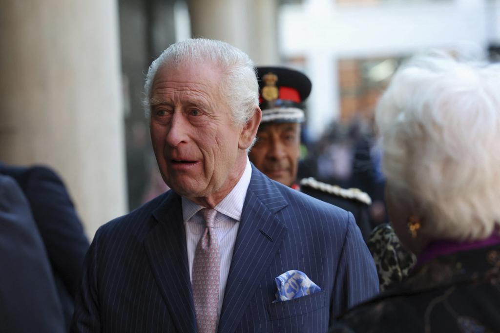 King Charles III arriving at the University College Hospital Macmillan Cancer Centre in London