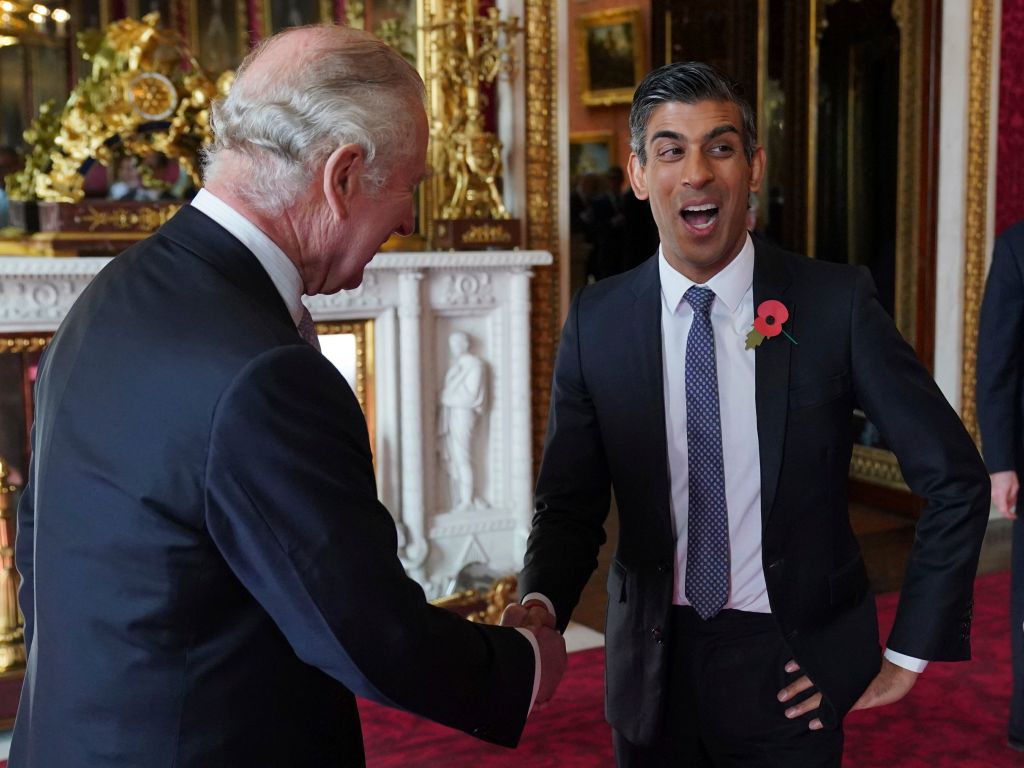 King Charles and Prime Minister Rishi Sunak at Buckingham Palace on November 4, 2022