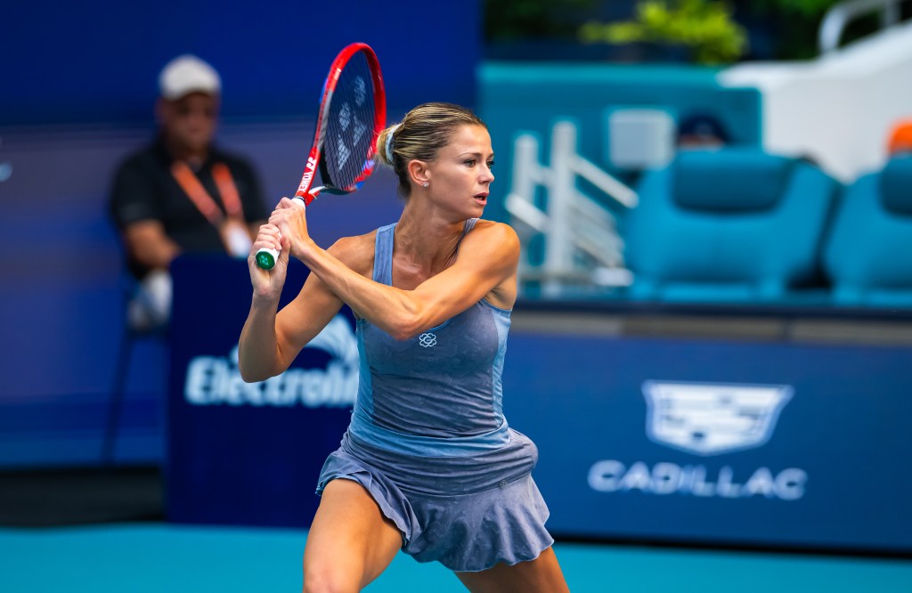 Camila Giorgi during a match at the Miami Open on March 23, 2024.