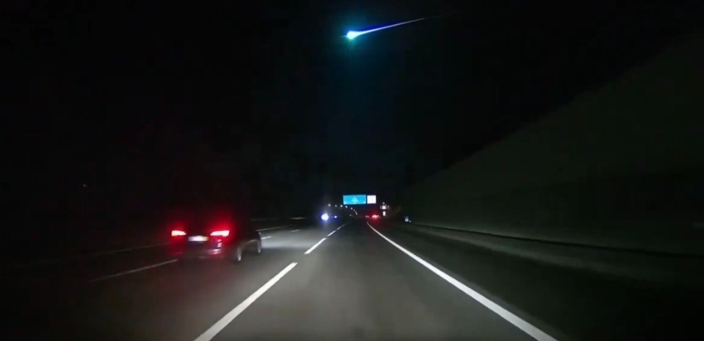 suspected meteor streamed through the skies over Portugal and Spain Saturday night