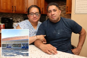 Carlos Diaz, 45, and his wife, Karla Canales, 46, mother and father of an autistic boy who was allegedly tied to a chair by a teacher.