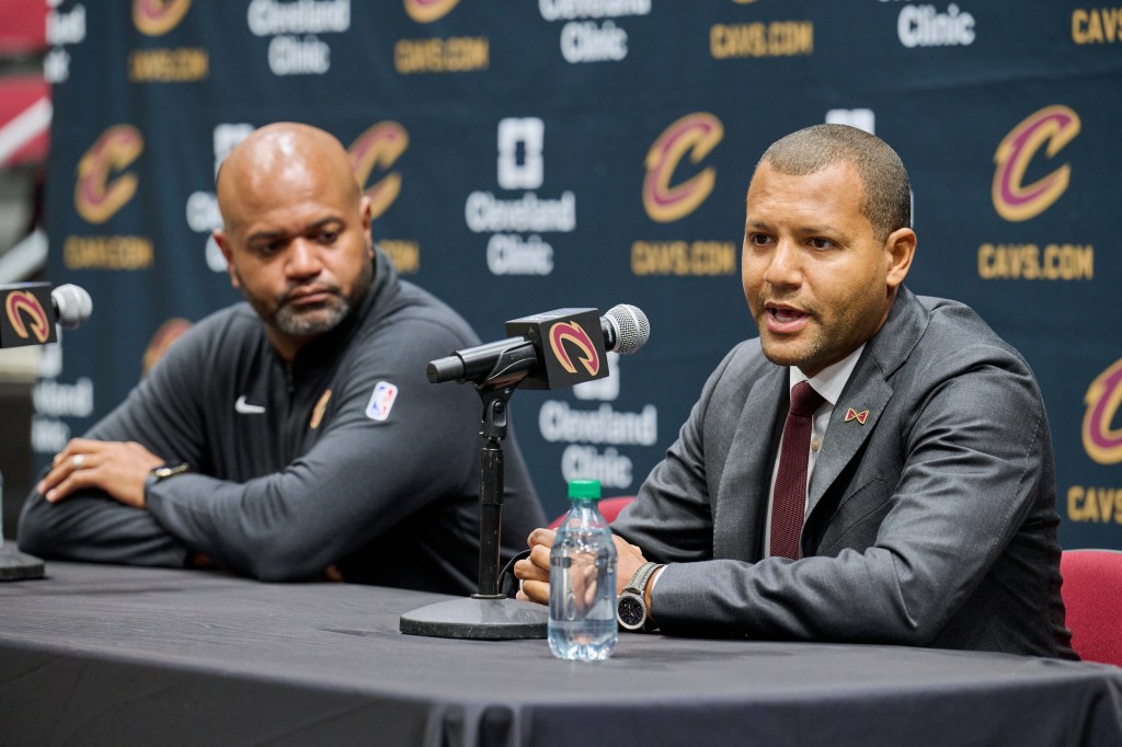 Team President Koby Altman [right] "admonished" coach J.B. Bickerstaff after the series-ending loss to the Celtics. 