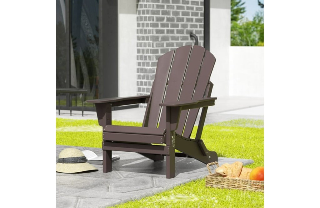 Westintrends Outdoor Folding HDPE Adirondack Chair, Patio Seat, Weather Resistant, Dark Brown