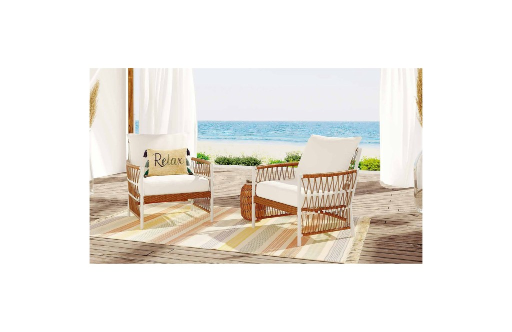 Better Homes & Gardens Lilah 2-Pack Outdoor Wicker Lounge Chair, White