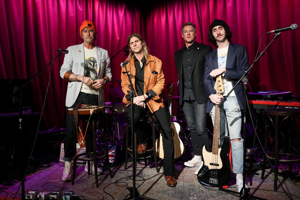 Members of Train perform at Hotel Cafe in LA on February 9, 2023