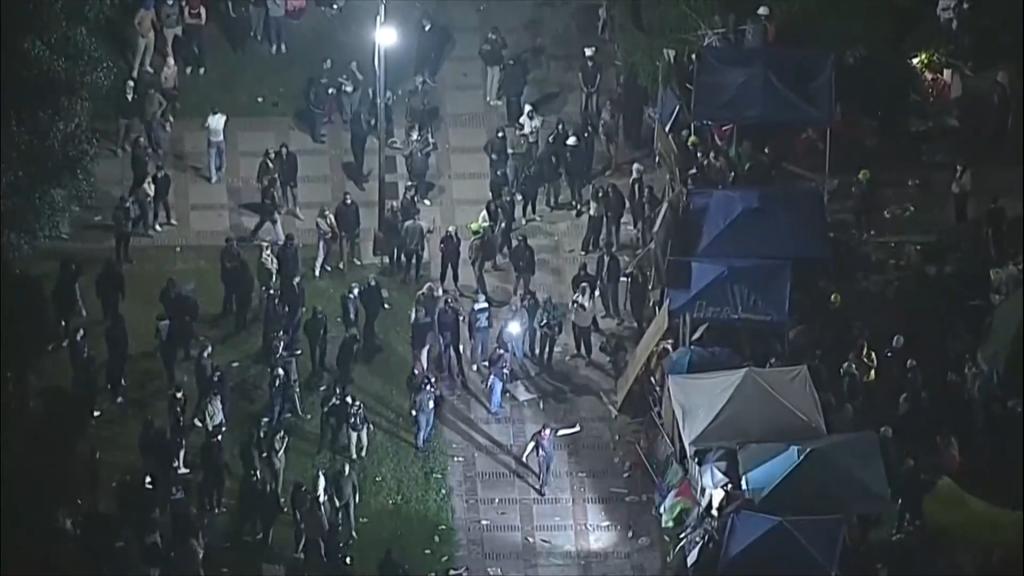 Counter protesters clash at UCLA over an anti-Israel encampment on campus.