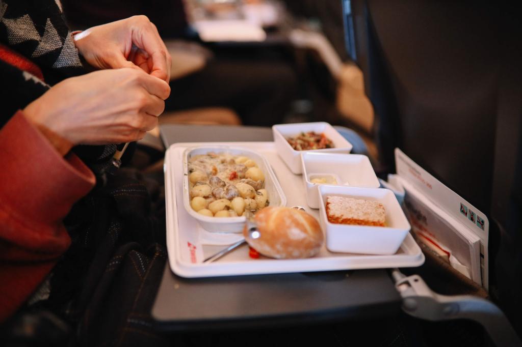 closeup of food on a plane