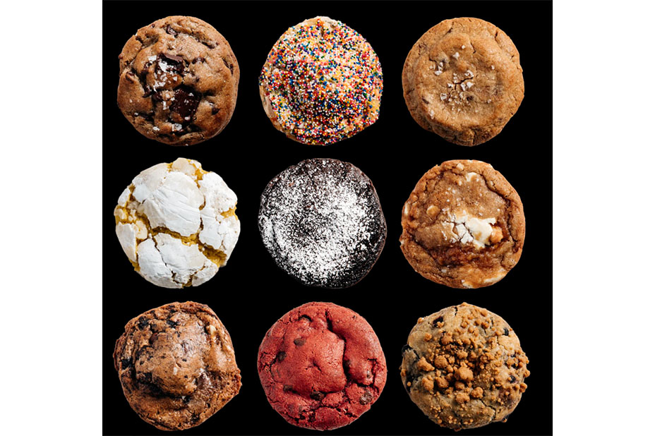 A group of cookies on a black background