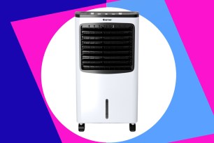 A white and black air conditioner