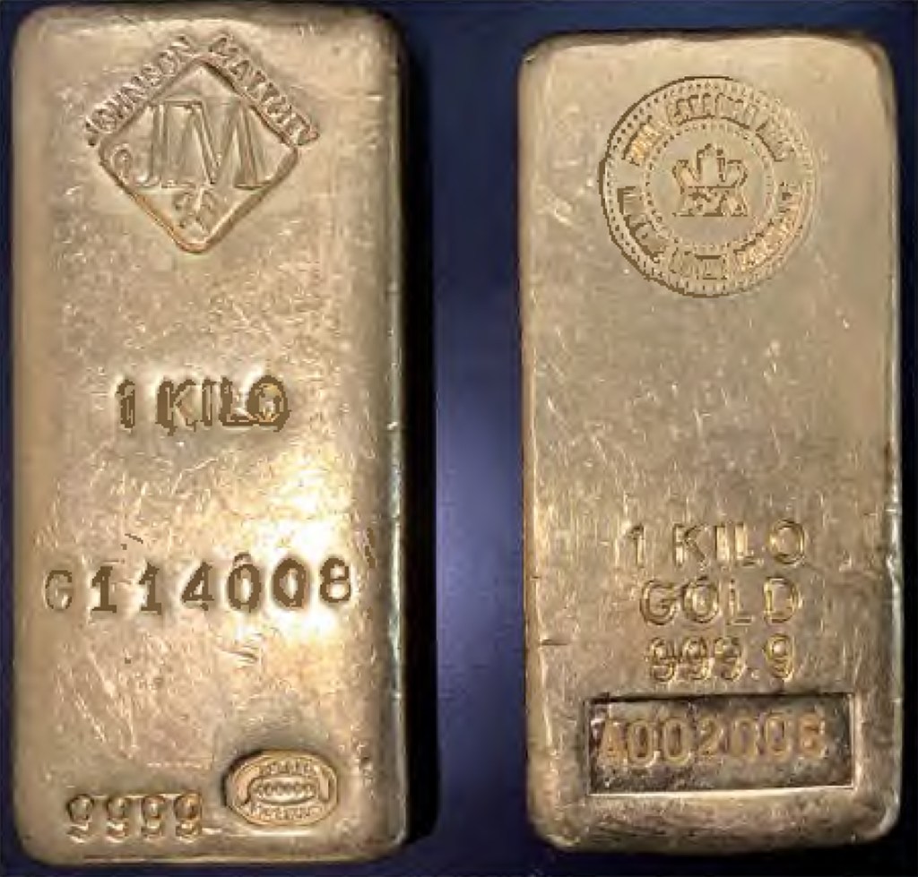 Gold bars seized from the Menendez home.