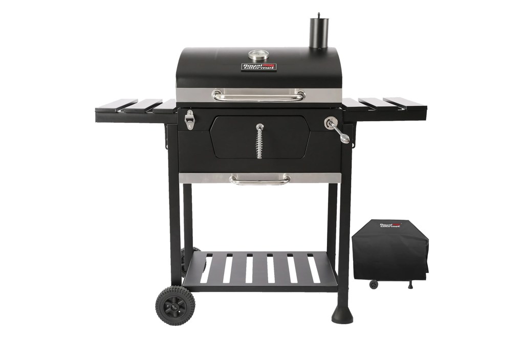 Royal Gourmet 24" Crop Barrel Charcoal Grill with Side Shelf and Cover
