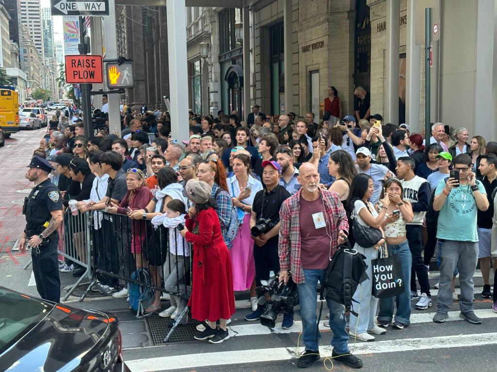 Crowds form outside Trump Tower after the guilty verdict.