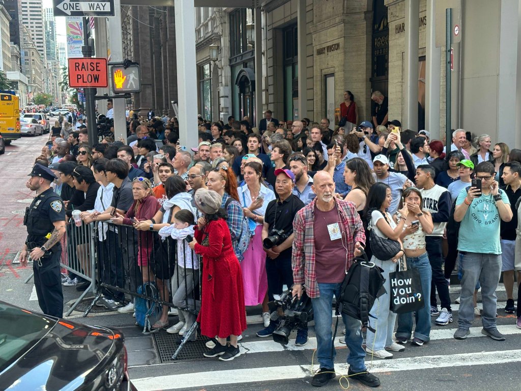 Crowds form outside Trump Tower after the guilty verdict.