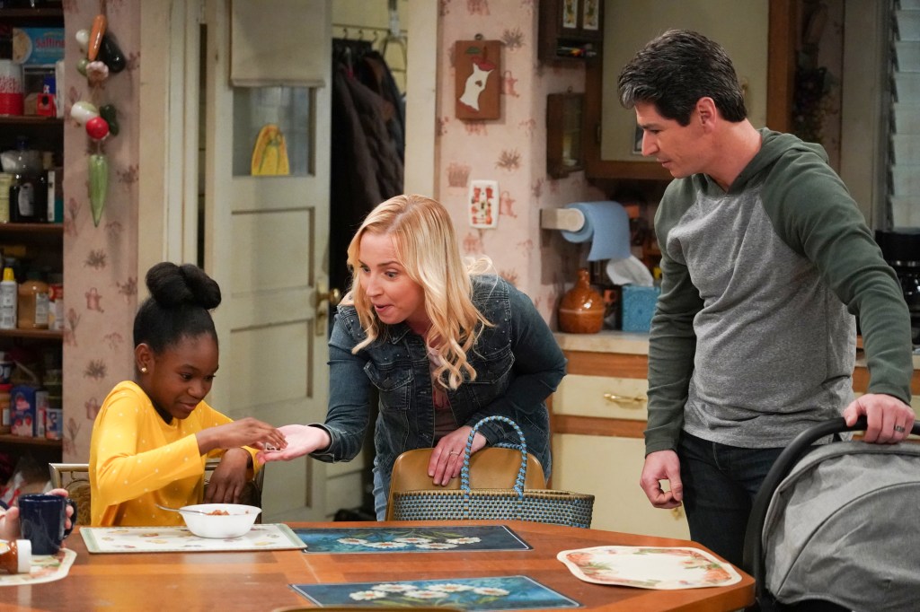 Jayden Rey, Lecy Goranson, and Michael Fishman in "The Conners." 