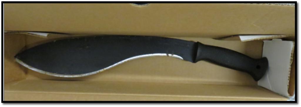 Machete used by Bickford