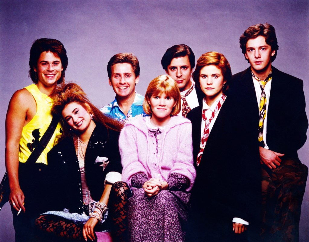 Demi Moore, Ally Sheedy, Mare Winningham, rear from left: Rob Lowe, Emilio Estevez, Judd Nelson, Andrew McCarthy