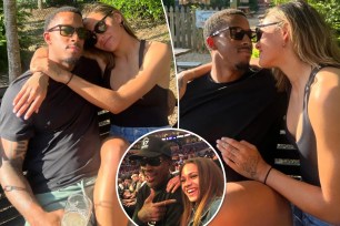 dennis rodman's daughter with her new boyfriend, and with him in an inset