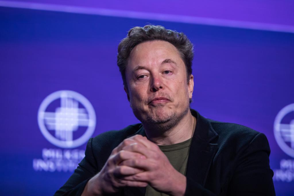 Elon Musk, co-founder of Tesla and SpaceX, speaking at the Milken Institute's Global Conference in Beverly Hills, California