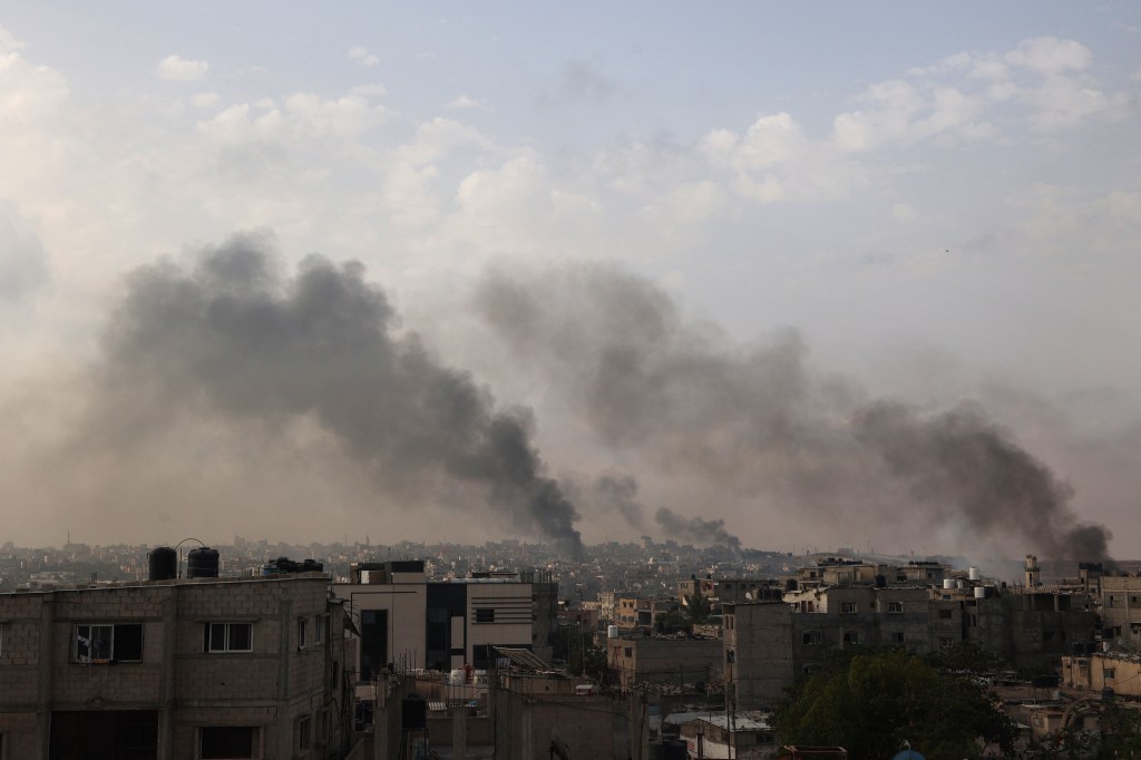 Smoke billows from Rafah following another Israeli airstrike on Tuesday.