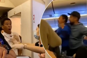 The fight broke out between two passengers mere hours into an 11.5-hour lengthy journey.