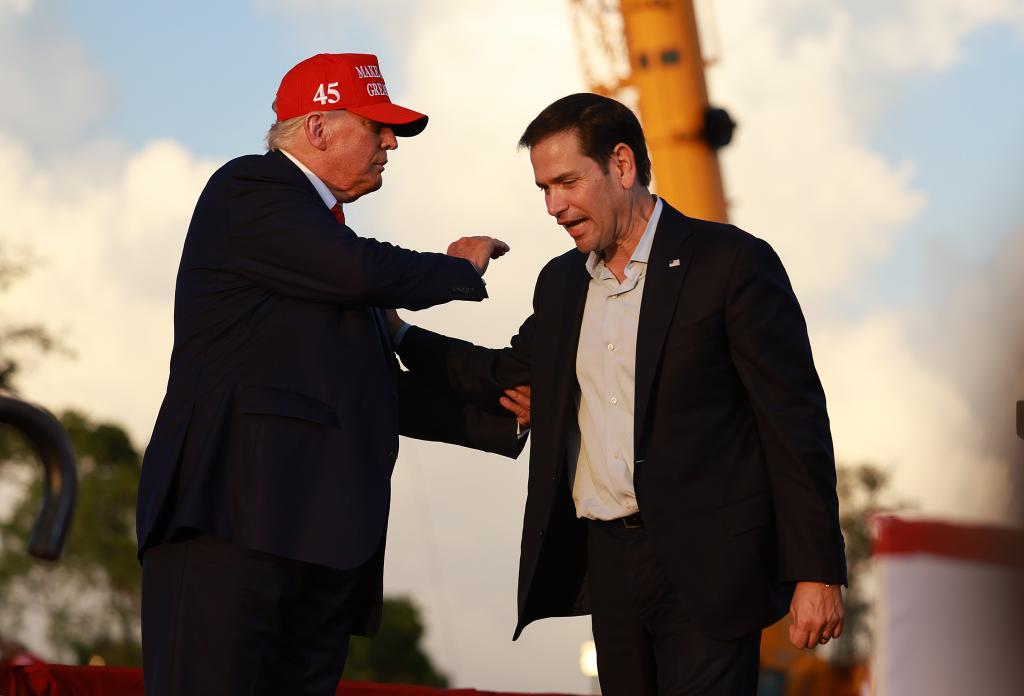 Former President Donald Trump and Senator Marco Rubio at a rally in Miami, Florida