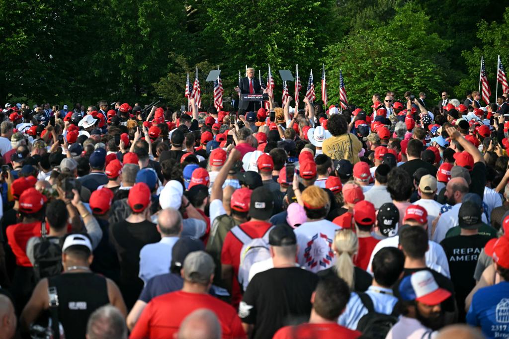 Trump marveled at the size of the crowd in Crotona Park.