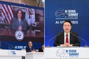 South Korean President Yoon Suk Yeol and Vice Predsident Kamala Harris 