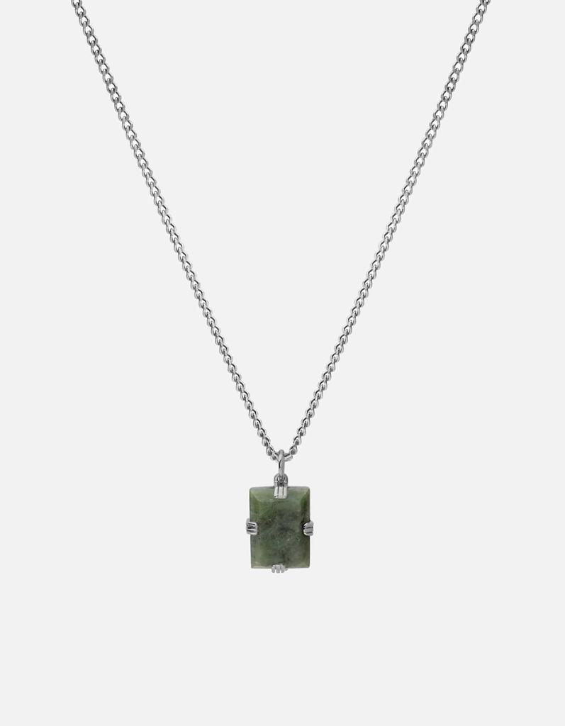 A sterling silver Miansai necklace with a green jasper pendant