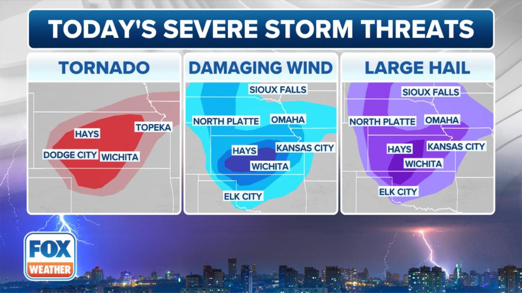 Severe storm threats in central US
