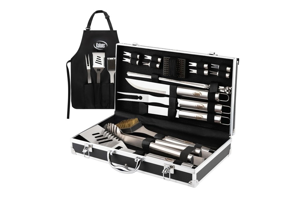 A case with a set of barbecue tools