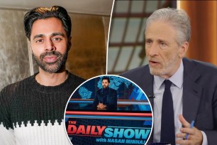 Hasan Minhaj and Jon Stewart.